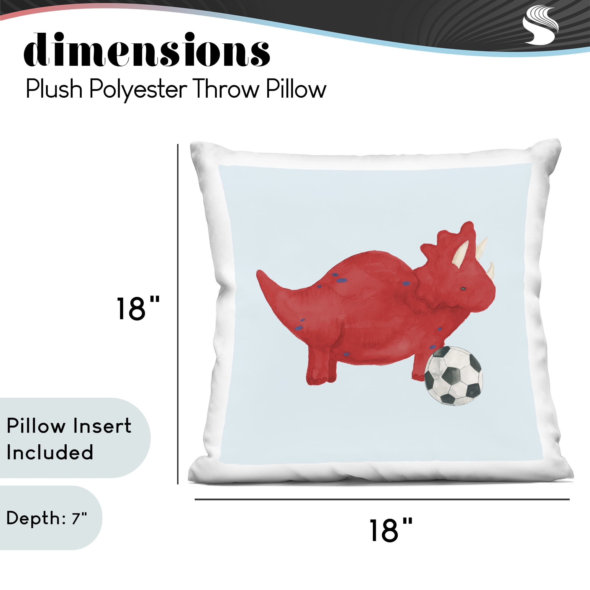 Stupell Industries Baby Dino with Ball Decorative Printed Throw Pillow, design by Lucille Price