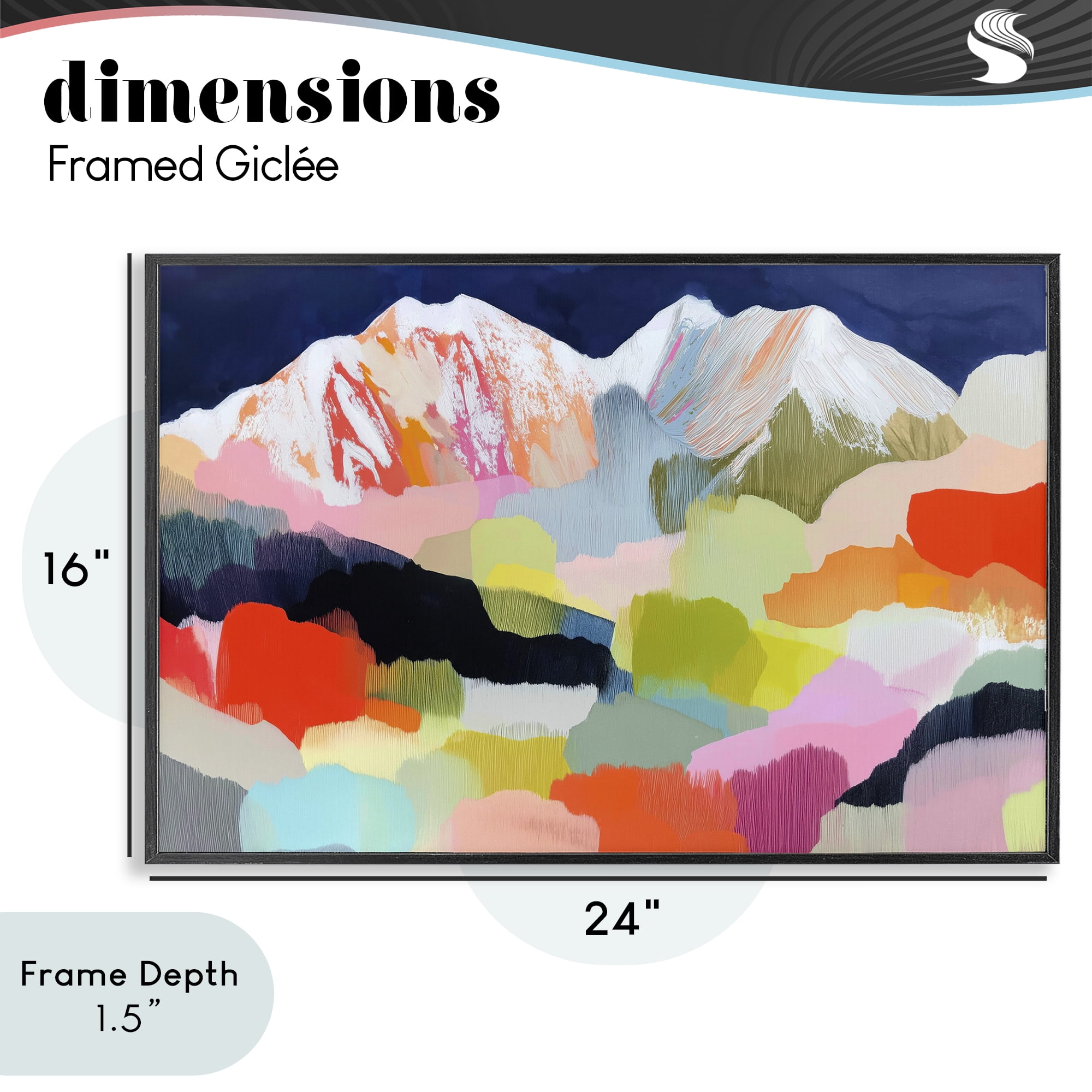 Stupell Industries Alpine Glow in Vibrant Mountains Black Framed Giclee Art, design by Chromatic Storm Studio
