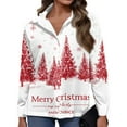 thumbnail image 4 of Women Christmas Tree Print Button Down Shirt Long Sleeve Casual Loose Fit Holiday Blouse Merry Christmas Top, 4 of 5