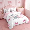 thumbnail image 2 of Erosebridal Ribbon Bow 7-Piece Twin Bedding Sets For Girls,Cartoon Animal Elephant Bedding Comforter Set For Kids,Pink Reversible, 2 of 7