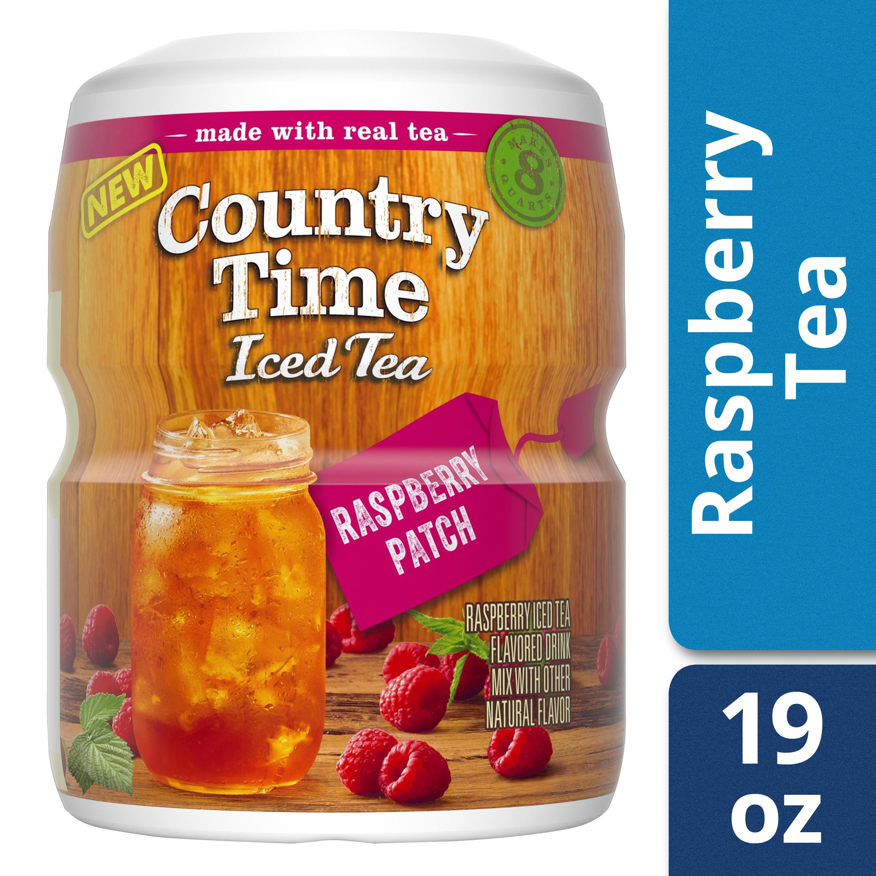 Country Time Raspberry Powdered Iced Tea Mix, Low Caffeine, 19 oz Jar