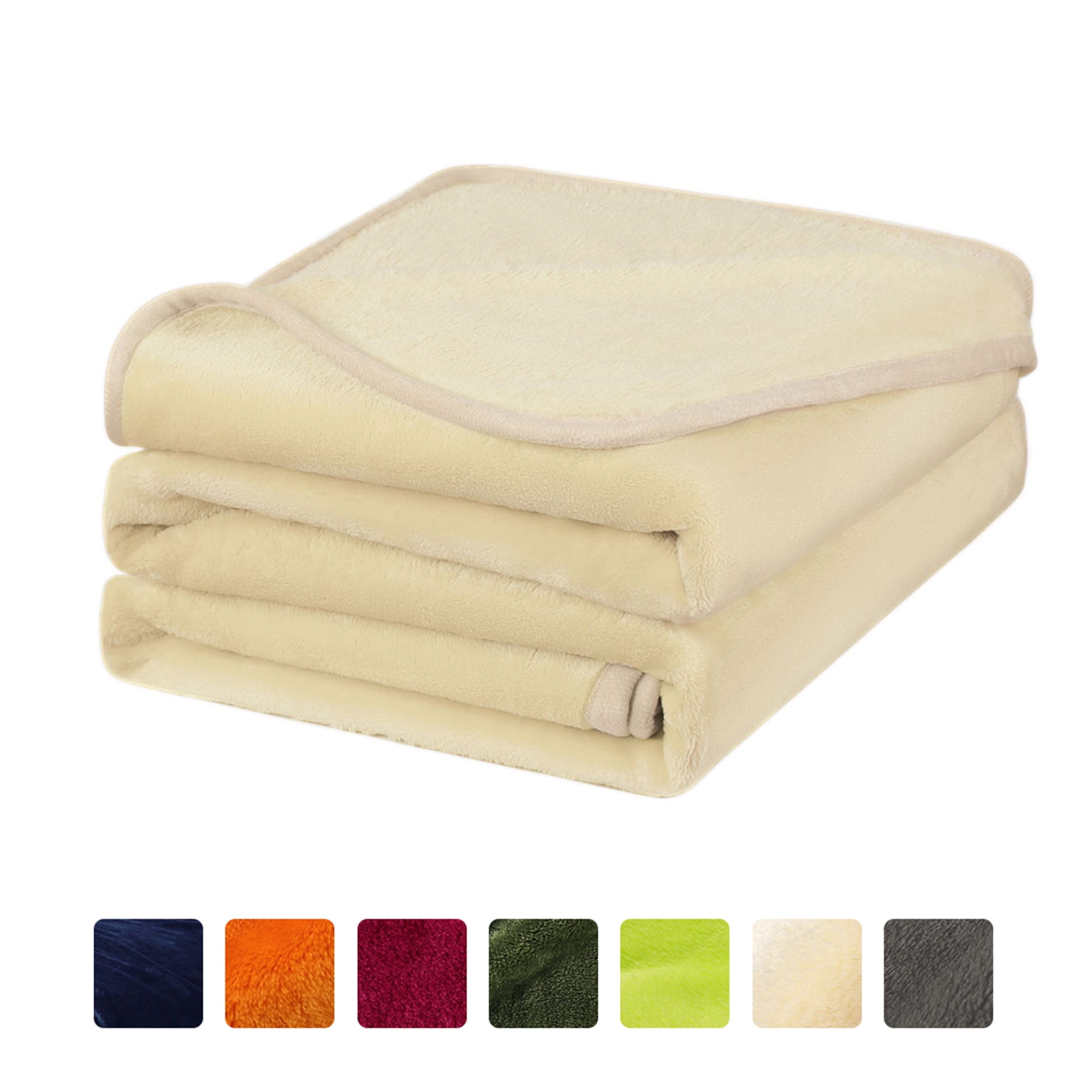 Soft Plush Lightweight Fleece Blankets Beige Queen 90" x 90" Walmart