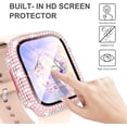 thumbnail image 3 of Compatible with iWatch Accessories with Built-in Tempered Glass Screen Protector Bling Crystal Diamond Rhinestone Full Protective Bumper Cover for Women Man(44mm,Pink), 3 of 5