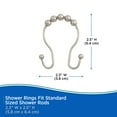 thumbnail image 7 of Kenney Rust-Resistant Metal Beaded Roller Ball Shower Curtain Double Hooks, Set of 12, Brushed Nickel, 7 of 7