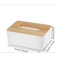 thumbnail image 2 of Porta pañuelos faciales con tapa de madera de roble, organizador rectangular para el hogar, la oficina y el baño., 2 of 5