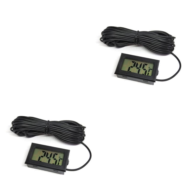 Methold Termómetro digital con sonda temperatura humedad LCD impermeable 5V 12V bebé baño incubadora indicador para interior negro Negro 2piezas