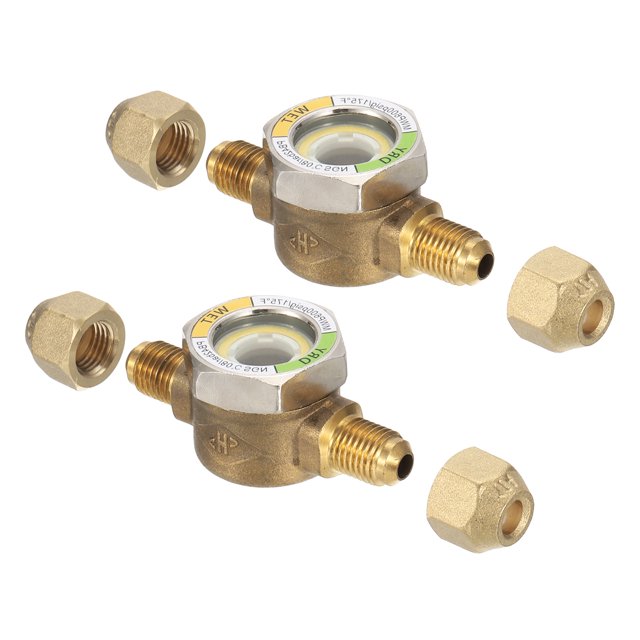 Unique Bargains Sight Glass, 2Pcs 1/4 x 1/4 SAE Universal Liquid Moisture Indicator