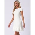 thumbnail image 2 of DARING DIVA Cap Sleeves Round Neck Tiered Ruffled Hem Dress L White, 2 of 6
