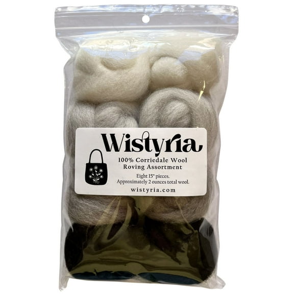 Wistyria Editions 100% Wool Roving - Grayscale, Pkg of 8