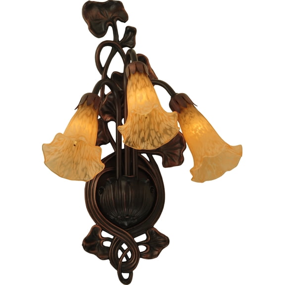 Meyda 10.5"W Amber Pond Lily 3 LT Wall Sconce