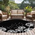 thumbnail image 4 of Round Area Rugs Collection 7 Ft, White Dandelion Non-Slip Residential Carpet, Spring Flowers Botanical Vintage Black Indoor Crawling Mats Runner Rugs for Living Room/Dining Room/Bedroom, 4 of 8