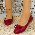 thumbnail image 6 of Hinvhai Women's Flat Shoes Comfortable Leather Pointed Toe Ballet Shoes Bow Slip on Driving Commuting Dress Shoes for Women Flats Red 9.5(43), 6 of 9
