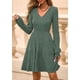 thumbnail image 2 of Vestido PRETTYGARDEN 2025 Otoño Cuello en V Manga Larga Verde Oscuro Talla L, 2 of 8