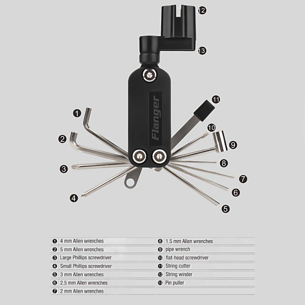 Compact 13 In 1 Musical Instrument With Multiple Screwdrivers for Guitar Bass And Effects Pedals Enduring