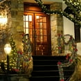thumbnail image 3 of 6 ft Christmas Garland with Lights, Pre-lit Christmas Garland with 20 LED Ligts Pinecones Red Berries Poinsettia, Indoor Outdoor Garland for Home Fireplace Staircase Decoration, 3 of 7