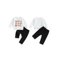 thumbnail image 2 of RUINIXCW Toddler Baby Boy Girl Thanksgiving Outfit Infant Baby Boy Girl Fall Winter Clothes Pumpkin Turcky Printed Long Sleeve Crewneck Sweatshirt Jogger Pants Set, 2 of 9