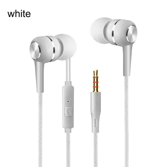 Durable Metal Smart Phones Music Stereo Headphone Bass Earphone Earbuds Sport Headset WHITE