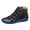 Blue, variant on Women's Casual Flat Leather Retro Lace Up Boots Side Zipper Round Toe Shoe Boots
