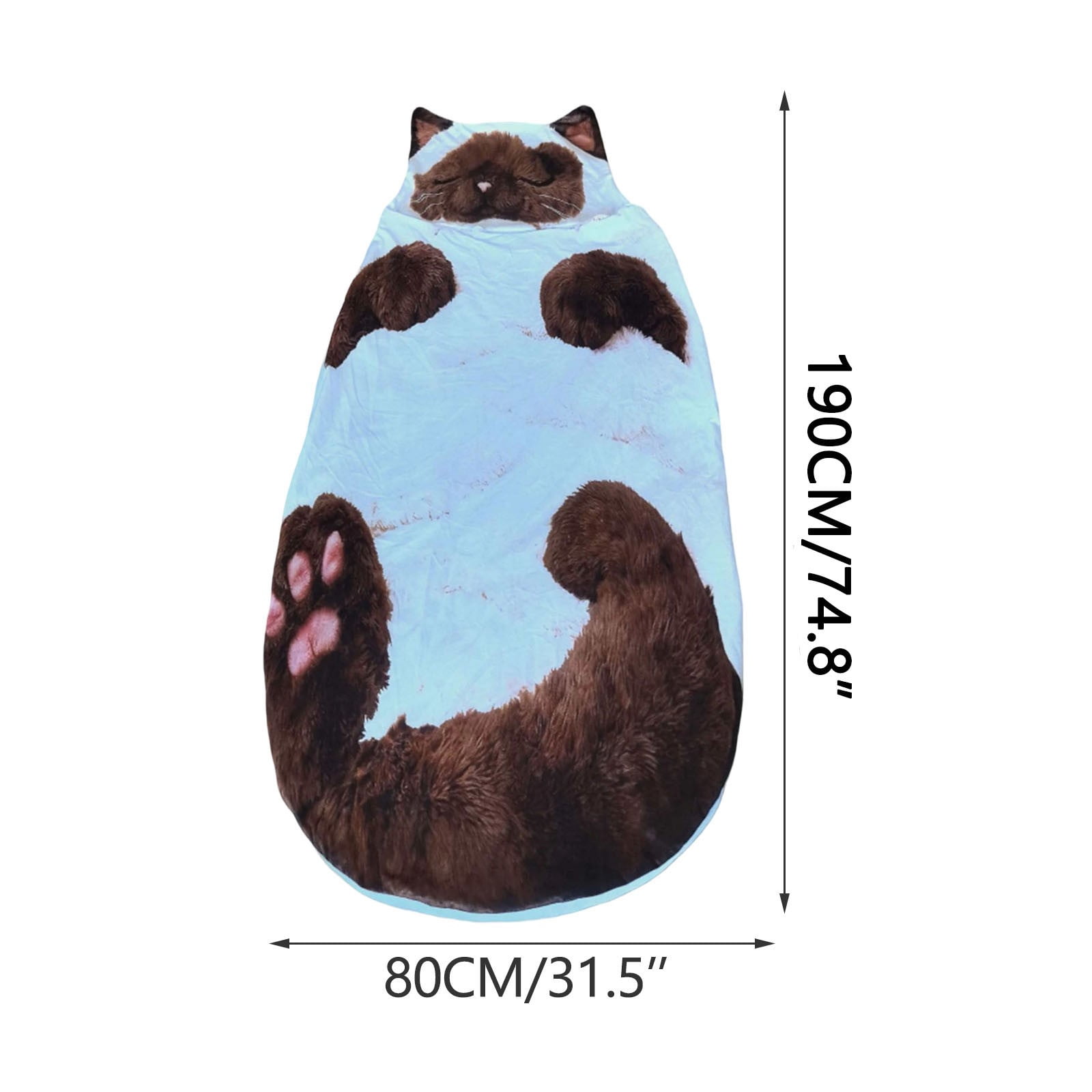 Cute Cat Envelope Sleeping Bag for Adults, Soft Warm Cozy Lounge Sleeping Bag, Lightweight Washable Portable Sack for Camping Sleepovers Home Indoor Use Cat Lovers Gift