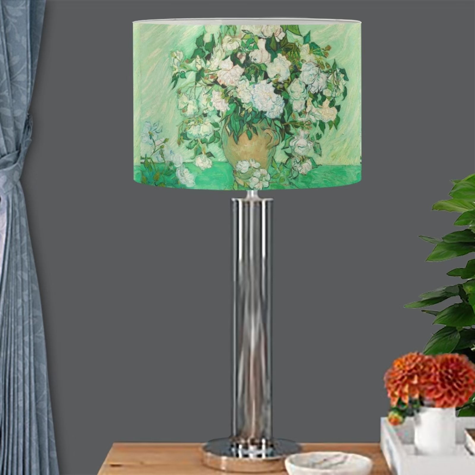 NETILGEN Traditional Lamp Shade for Table Floor Lamp Pink Roses in a