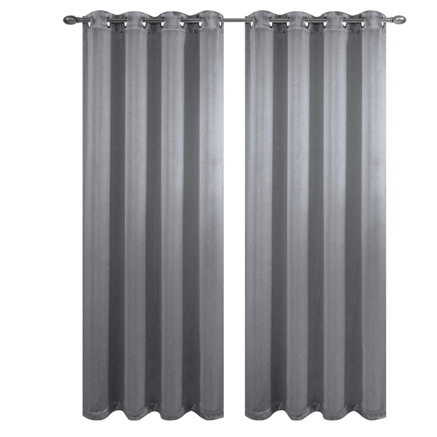 Luxe Weavers Pair of Window Panels Grey 100% Blackout Curtains 108" Length for Bedrooms, Energy Efficient Drapes