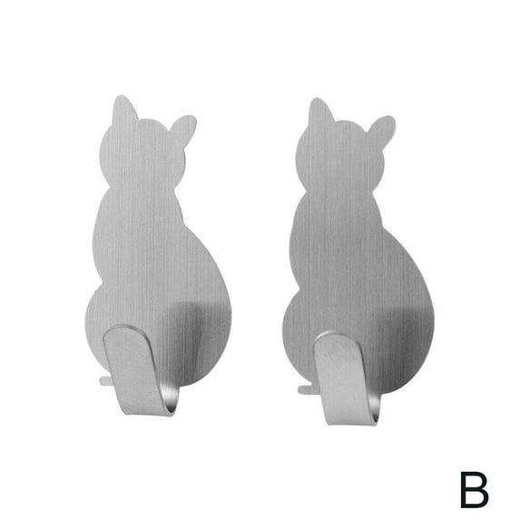 2 Pcs Cat Model Hanger Coat Hook Steel Hook Load-bearing Hook Multifunctional For Home Kitchen Supplies
