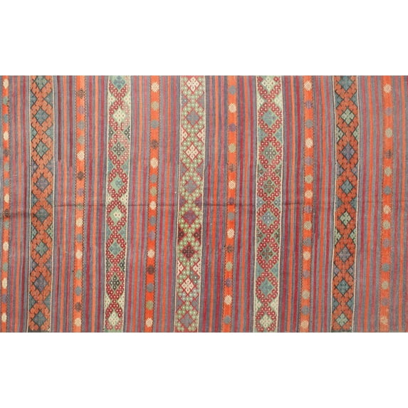 Ahgly Company Indoor Rectangle Contemporary Red Oriental Area Rugs, 8' x 10'