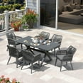 thumbnail image 2 of PURPLE LEAF 7 Pieces Patio Dining Set, Rectangular Aluminum Outdoor Table and 6 Wicker Chairs with Cushions for Garden Kitchen and Porch, Grey, 2 of 9