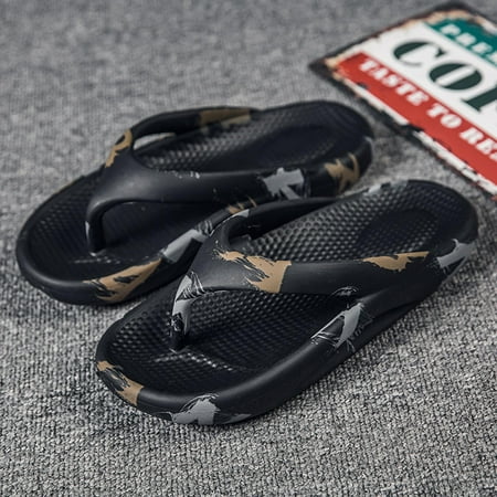 

Egmy Couple Women Men Orthotic Flip Flops Arch Support Soft Thong Sandals Slippers Black 41-42