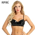 thumbnail image 2 of Sujetador de piel sintética con aspecto mojado para mujer, lencería, ropa interior sin almohadilla, Bralette sin aros, Tops de sujetador a la moda, ropa para discoteca para festivales de música, 2 of 5