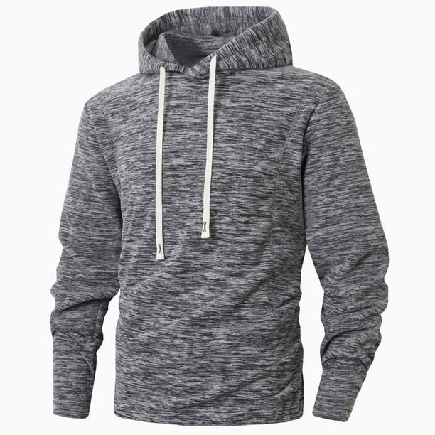 Dolkfu sudaderas de forro polar para hombres, sudadera sólida con cordón, casual, suelta, camisetas de pullover para hombres S