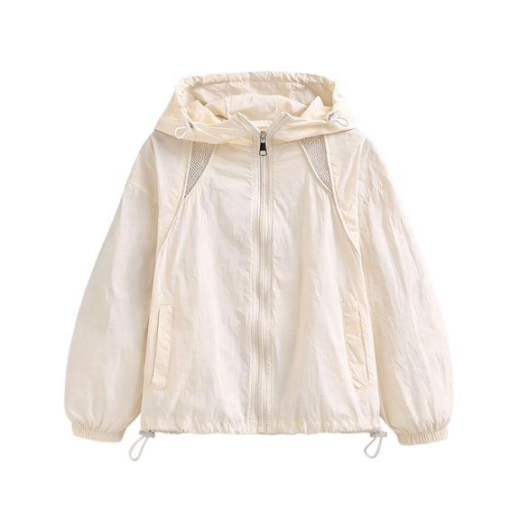 Kids Zip-Up Hoodie Raincoat Girls Boys Upf50 Sun Protection Jacket Hooded Cool Outerwear Athletic Hoodie Dry Fit Sweatshirt