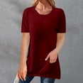 thumbnail image 1 of Pxiakgy Vente Chaude!! T-Shirt d'Été Surdimensionné à Manches Courtes pour Femmes Col Rond Décontracté Simple Ample avec Poches 2025 T-Shirt en Coton Uni à Manches Courtes pour Femmes Rd1 TG, 1 of 5