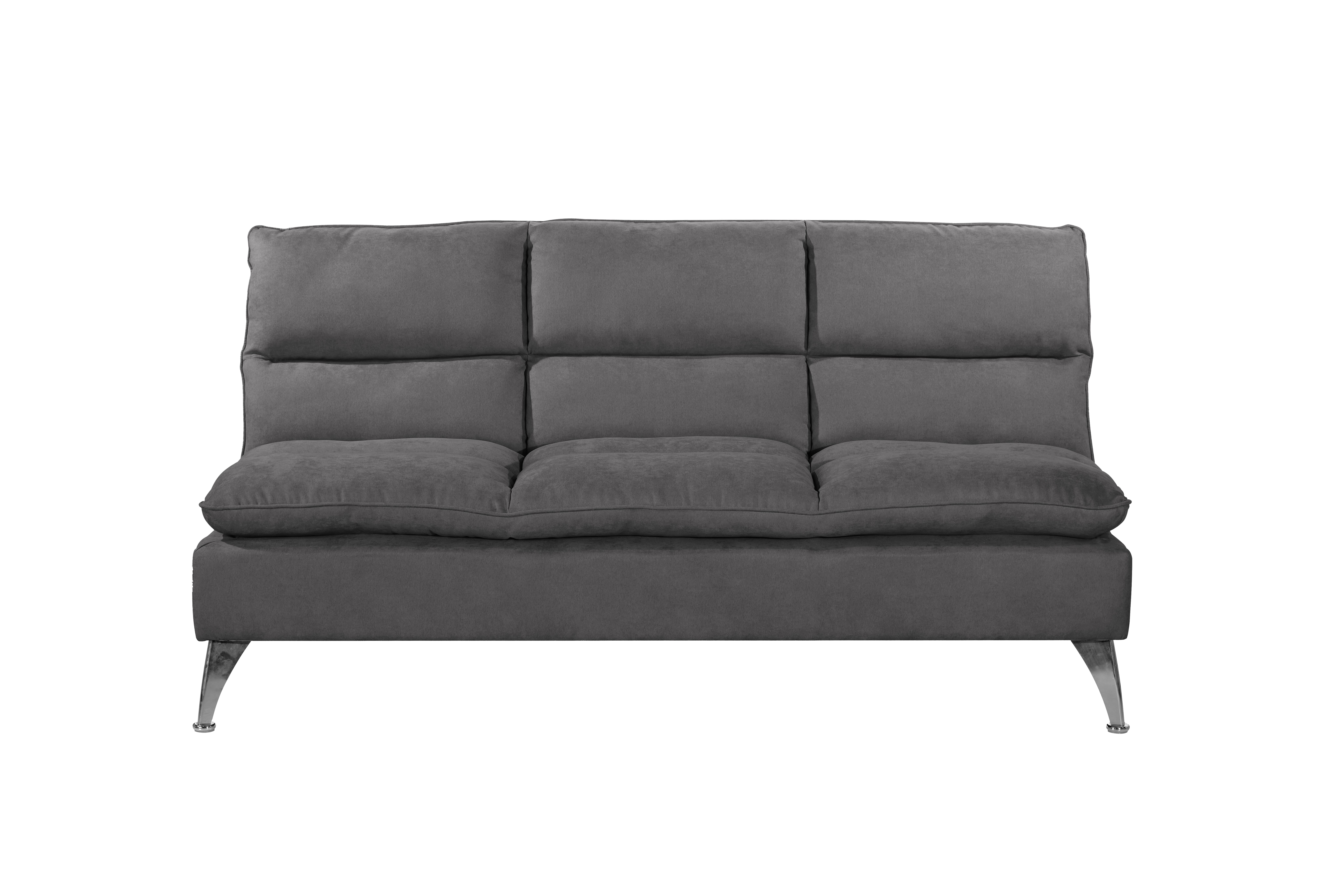Sealy Santa Cruz Futon Sofa Convertible in Gray with Chrome Metal Legs
