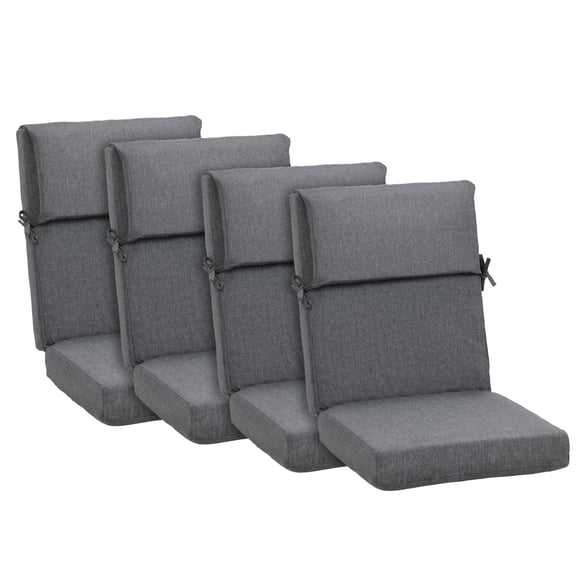 BPS Outdoor Chair Cushions for Patio Furniture, 20x20x4.1 Inch Water-resistant & Fade-Resistant, Set of 4, Charcoal