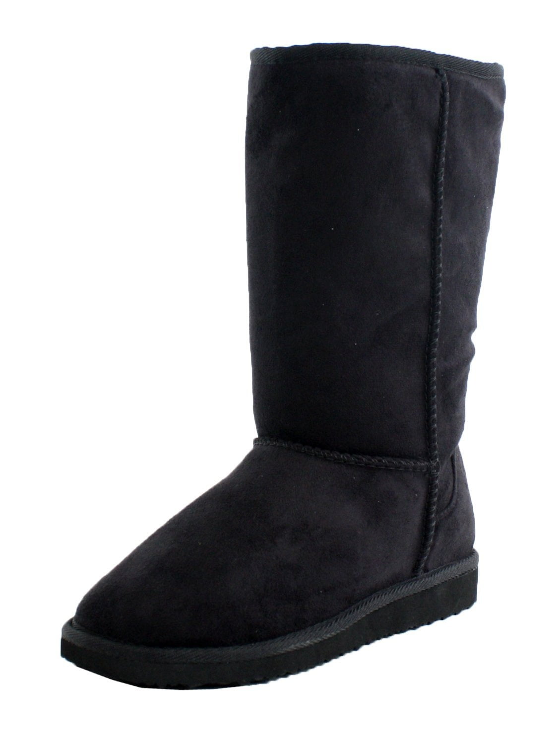 Black Furry Winter Boots Vegan Fleece Women (10) - Walmart.com