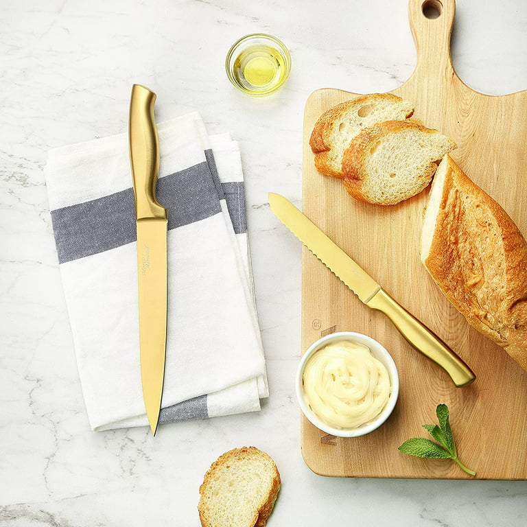 Knife Set-Marco Almond® MA21 Luxury Golden Kitchen Knife Set