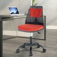 thumbnail image 2 of Home Office Desk Chairs, Computer Desk Chair Modern Leisure Chair Fabric Chair with Adjustable Height and Lumbar Pillow, Comfortable Swivel Rolling Chair for Office Study Bedroom Living Room, Red, 2 of 13