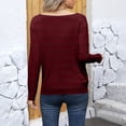 thumbnail image 4 of Breezora Oversized Knitted Sweater Womens Crew Neck Pullover Long Sleeve Casual Jumper Soft Loose Fit Autumn XXL Size Wine, 4 of 7