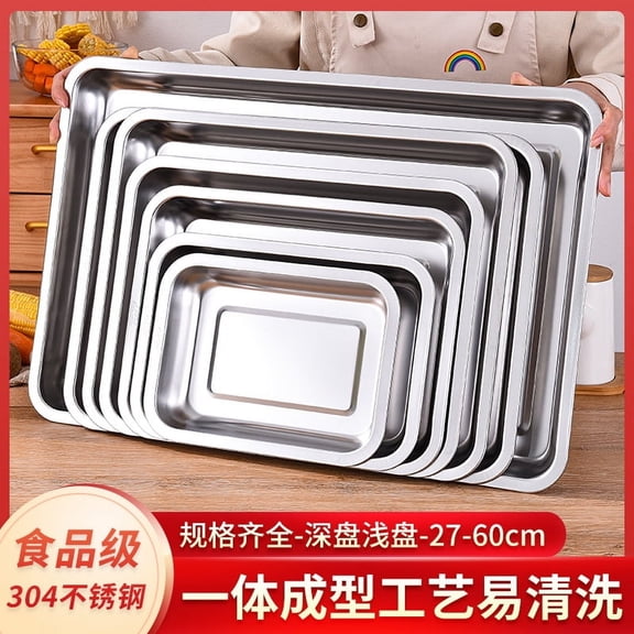 RENACLIPY Roasting Pan Stainless Steel Kitchen Tray Silver 1Pcs