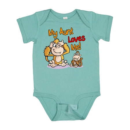 

Inktastic My Aunt Loves Me Monkey Gift Baby Boy or Baby Girl Bodysuit