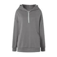 thumbnail image 5 of UngA Half Zipper Pullover Women 2025 Fall Hooded Sweatshirts Long Sleeve Cropped Hoodies Pullover Winter Fashion Clothes Women's Hoodie (Dark Gray,XL), 5 of 7