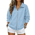 thumbnail image 2 of Womens Sweatshirts No Hood Zip Up Long Sleeve Loose Fall Jackets Oversized Stand Collar Y2k Clothes with Pockets 2026,3XL, 2 of 6