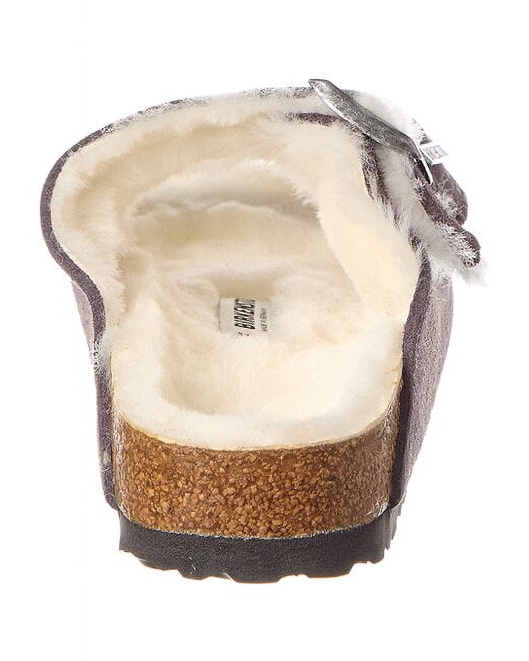 Birkenstock Arizona Narrow Suede & Shearling Sandal, 38, Grey