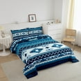 thumbnail image 3 of Erosebridal Blue Aztec Bedding Sets King with Comforter,Bohemian Theme Bedding King Comforter Set,Boho Tribal Down Comforter,Microfiber Hippie Room Decoration,Reversible,3-Piece, 3 of 8