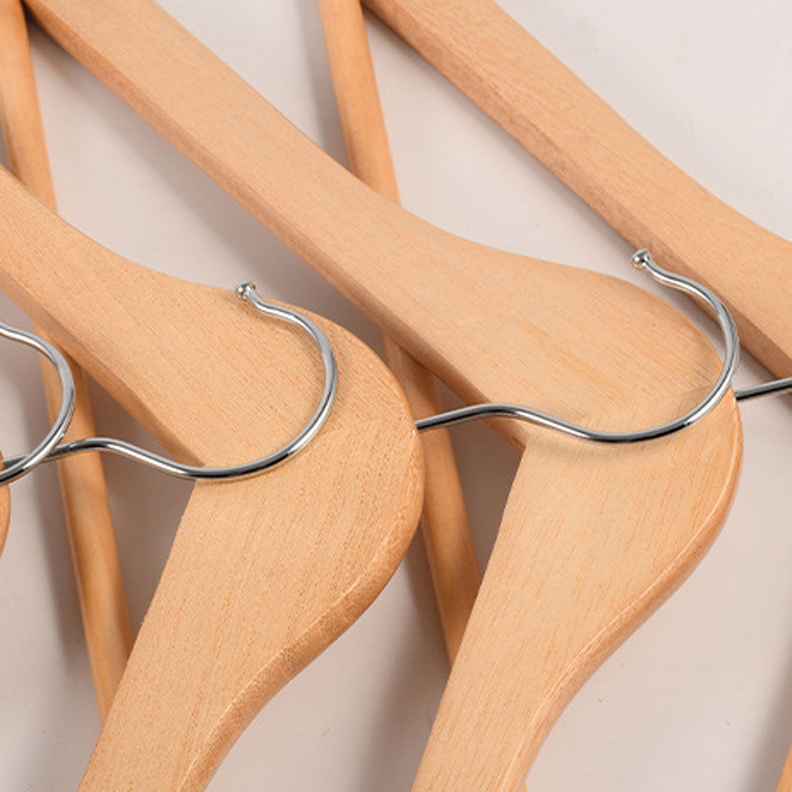 10 Pack Wooden Hangers Solid Wood Coat Hangers with Rotating Hooks and Pant Bar for Shirts Jackets Dresses Suits Closet Organization Heavy Duty Clothes Hangers
