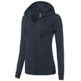 thumbnail image 2 of A2Y Women's Casual Fitted Lightweight Pocket Zip Up Hoodie Navy 1XL, 2 of 3