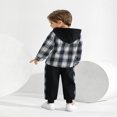 thumbnail image 5 of URMAGIC 2Pcs Little Boys Hoodie Tops Pants Set Plaid Print Long Sleeve Hoodies Long Pants Fall Winter Outfits, 5 of 9