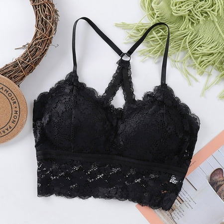 

MRULIC lingerie for women Women Ladies Lace Wrap Chest Underwear Cross Beautiful Back Tube Top Vest Bra Black + One size