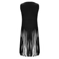 thumbnail image 5 of Wyobmus Women's Slim Fringe Hem Faux Suede Open Front Sleeveless Cardigan Vest Coat Black, 5 of 5